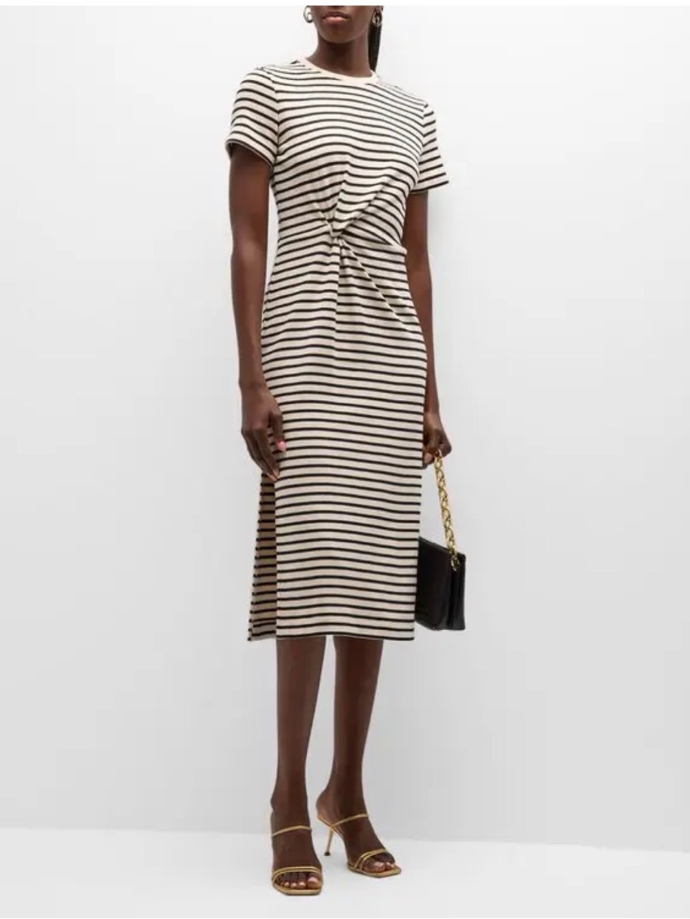 Tanya Taylor Chandra Midi Dress in Cream and Black